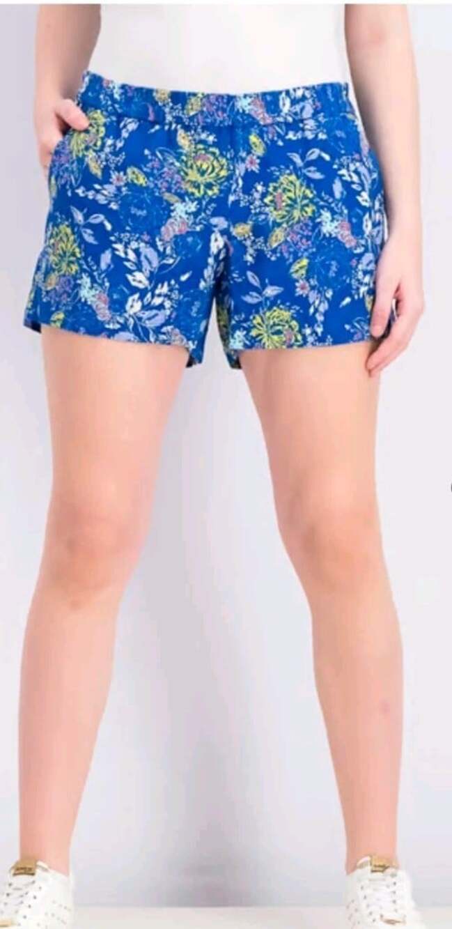 KUT from the Kloth Womens Blue Floral Linen Chino Shorts Mid Rise Pockets 16